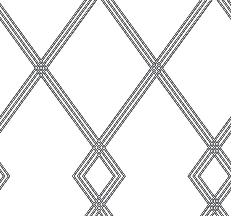 Ribbon Stripe Trellis White & Black Wallpaper image number 0