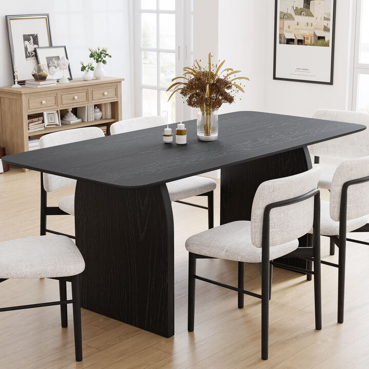 67 Inch Square Wooden Black Dining Table Seats 4-6 People, Suitable for Living Room and Dining Room