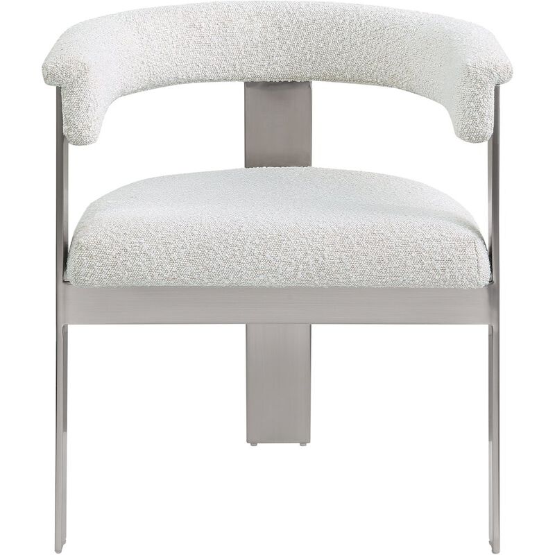 Meridian Furniture Romeo Cream Boucle Fabric Dining Chair, Set of 2