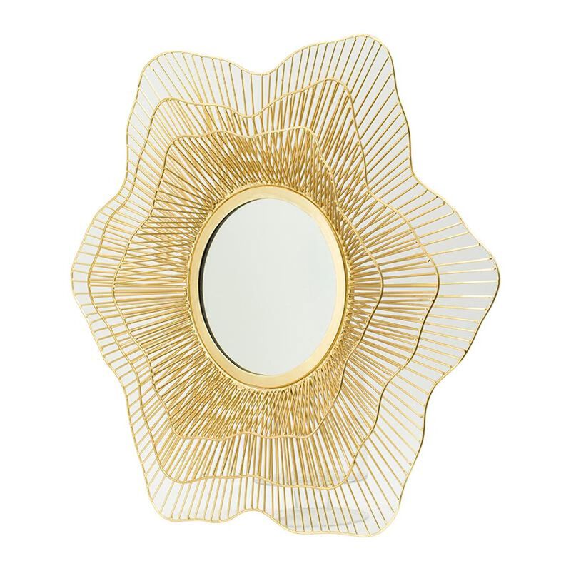 HomeRoots 27" Gold Floral Sunburst Iron Framed Accent Mirror image number 2
