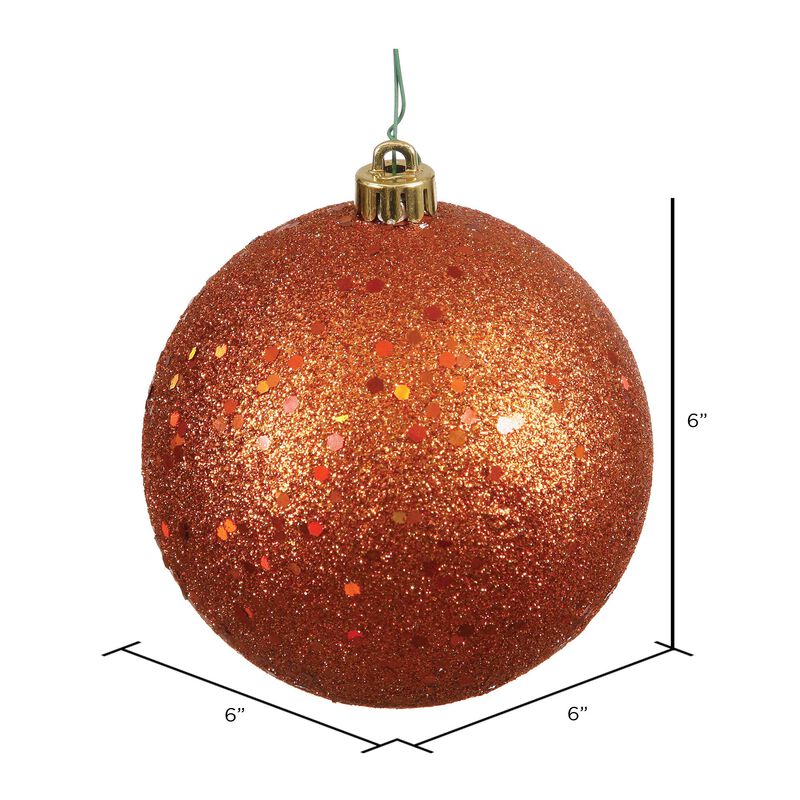 Vickerman 6" Burnished Orange Sequin Ball Ornament, 4 per Bag image number 1