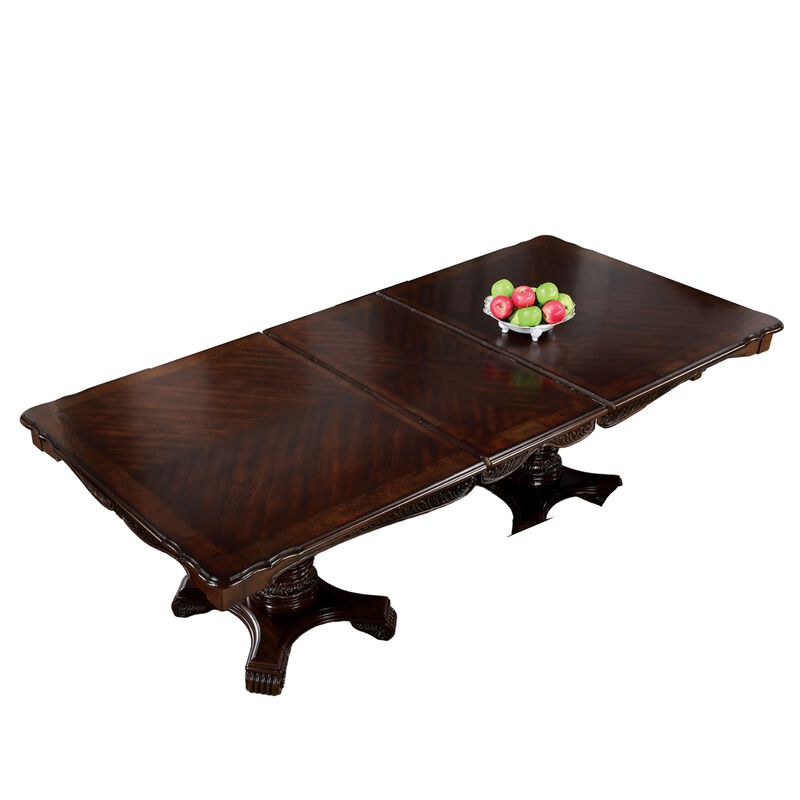 Zenie Dining Table, Extension Leaf, 77-95 Inch, Cherry Brown Solid Wood image number 0