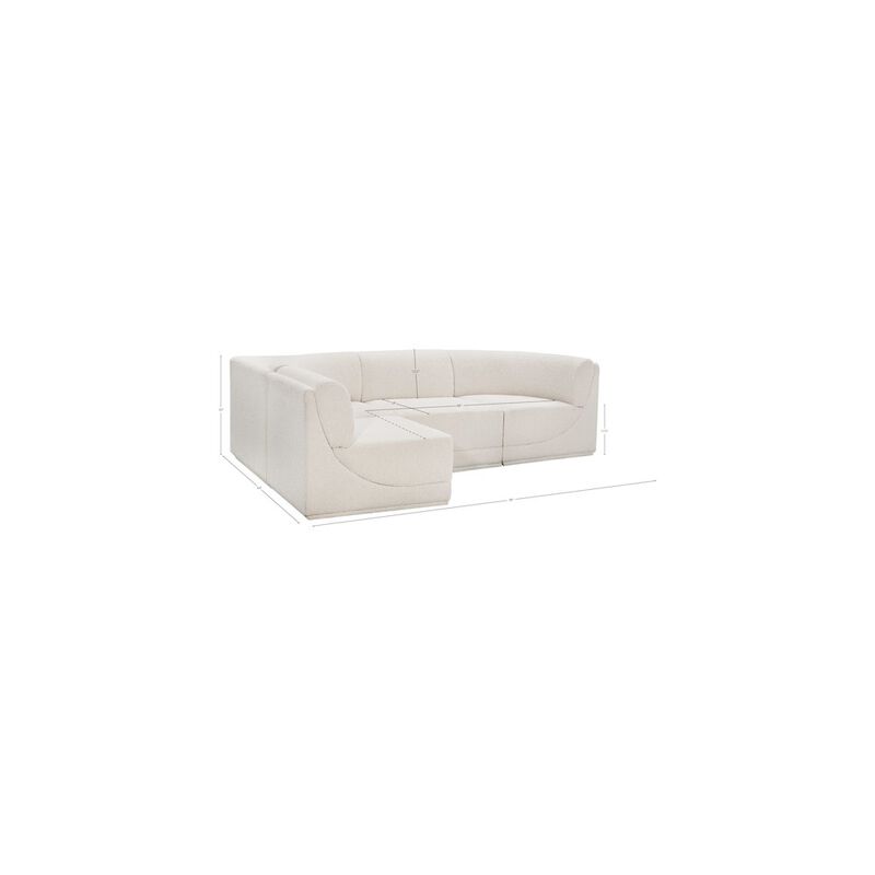 Meridian Furniture Ollie Cream Boucle Fabric Modular Sectional