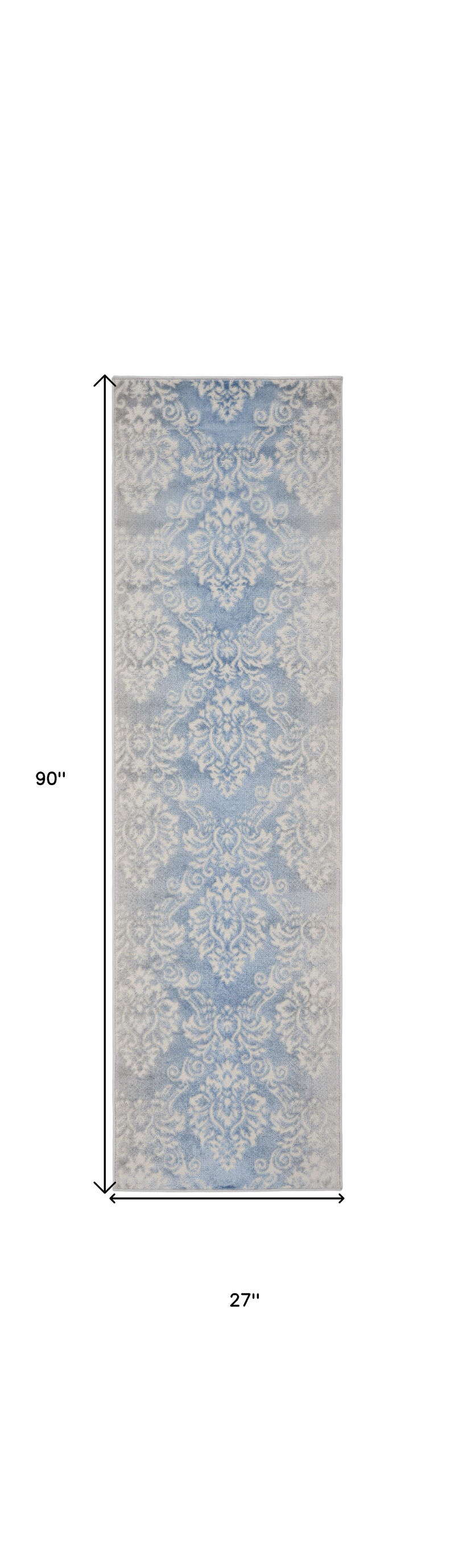 HomeRoots Damask Distressed Non Skid Runner Rug image number 3