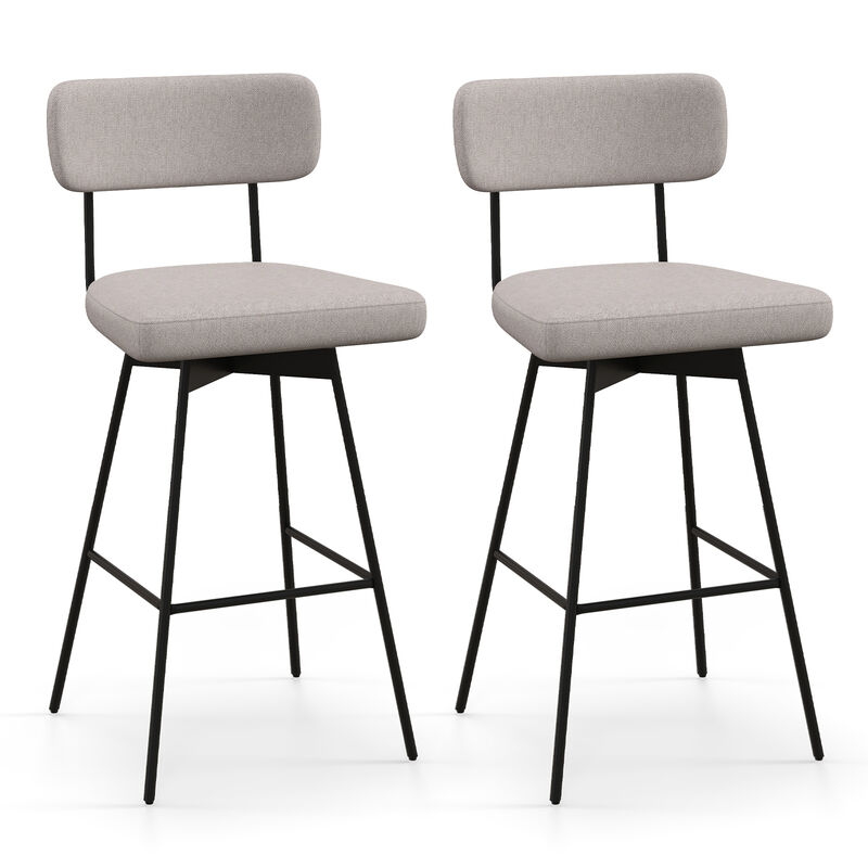 Set of 2 Upholstered Swivel Bar Stools Counter Height for Comfort and Style