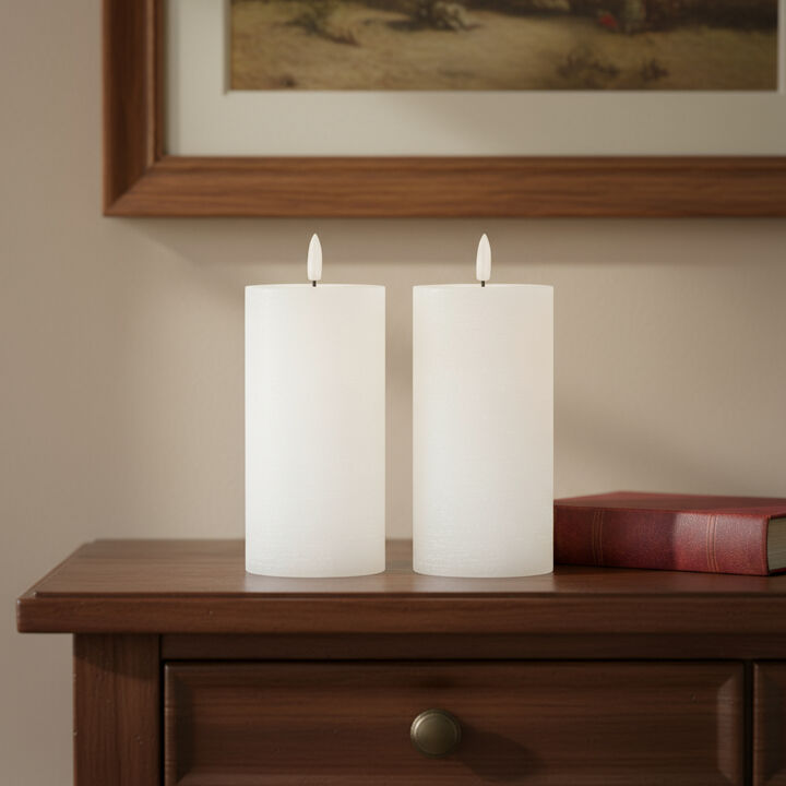 HomeRoots Set of Two Unscented Candle Flameless Pillar Candles