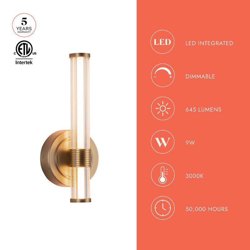 Elsie 12-in Damp-Rated Dimmable LED Wall/Vanity Light image number 7