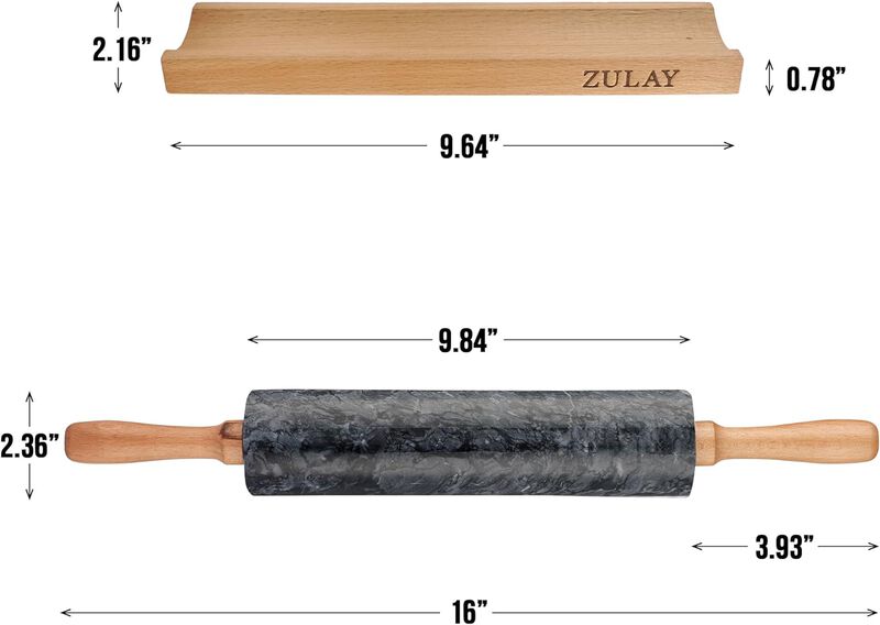 17-Inch Marble Rolling Pin with Stand
