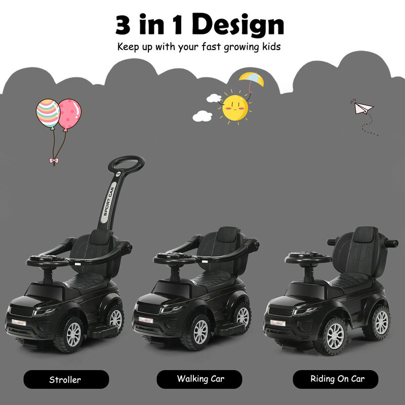 3 in 1 Toddler Ride On Push Car with Stroller Sliding Design and Music image number 6