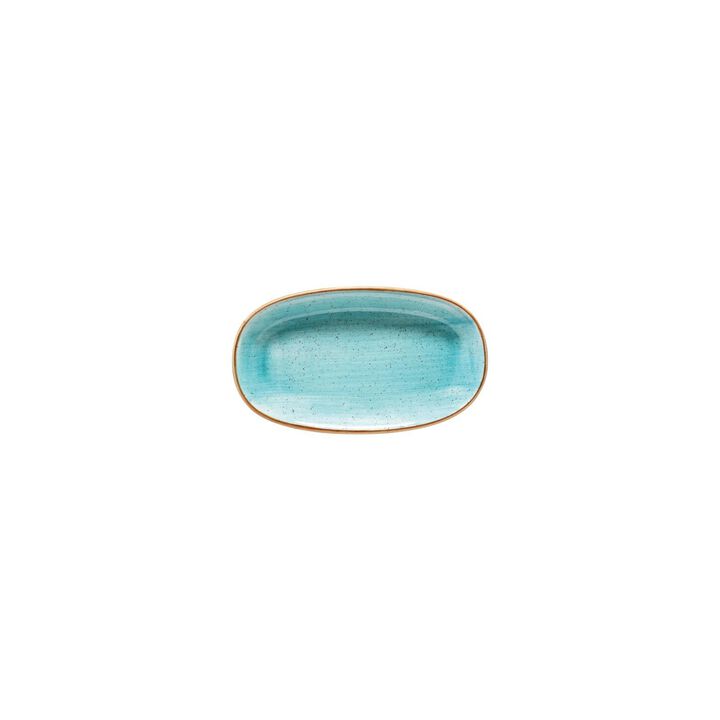 Aqua 7.5" x 4.25" x h:1" Oval Blue Porcelain Platter (Set of 2)