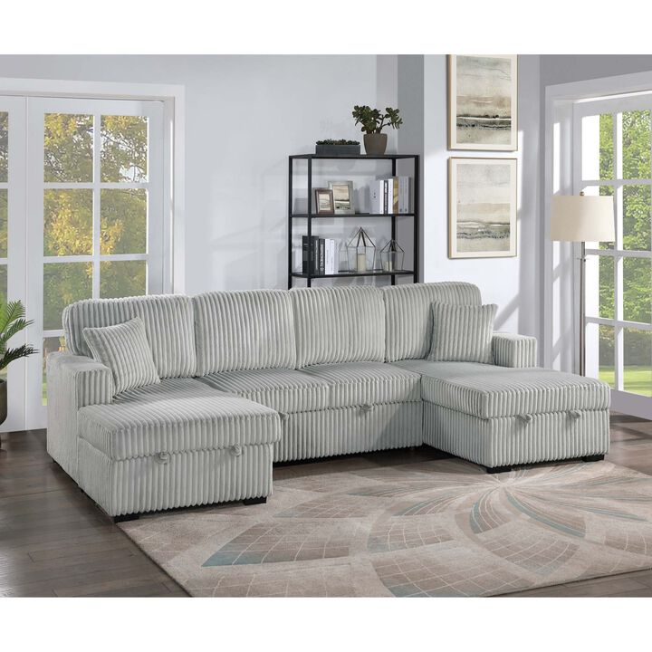 Jaklix U‑Shaped Corduroy Convertible Sleeper Sectional Sofa