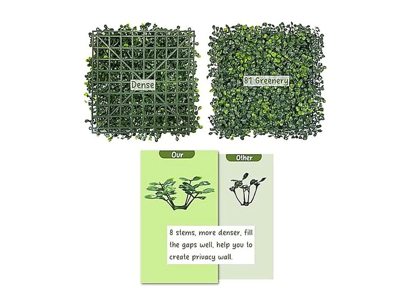 Grass Wall Panels 12 Pack 10 X 10 Inch Artificial Boxwood 50 Zip Ties Fake Plant image number 2