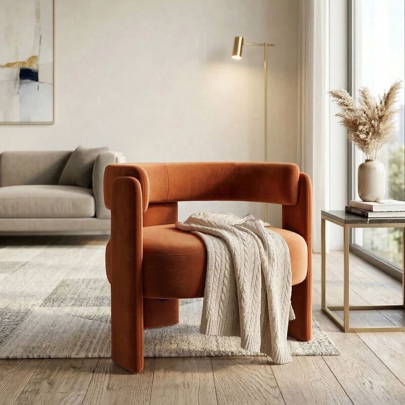 Envelor Modern Velvet Wingback Accent Armchair image number 1