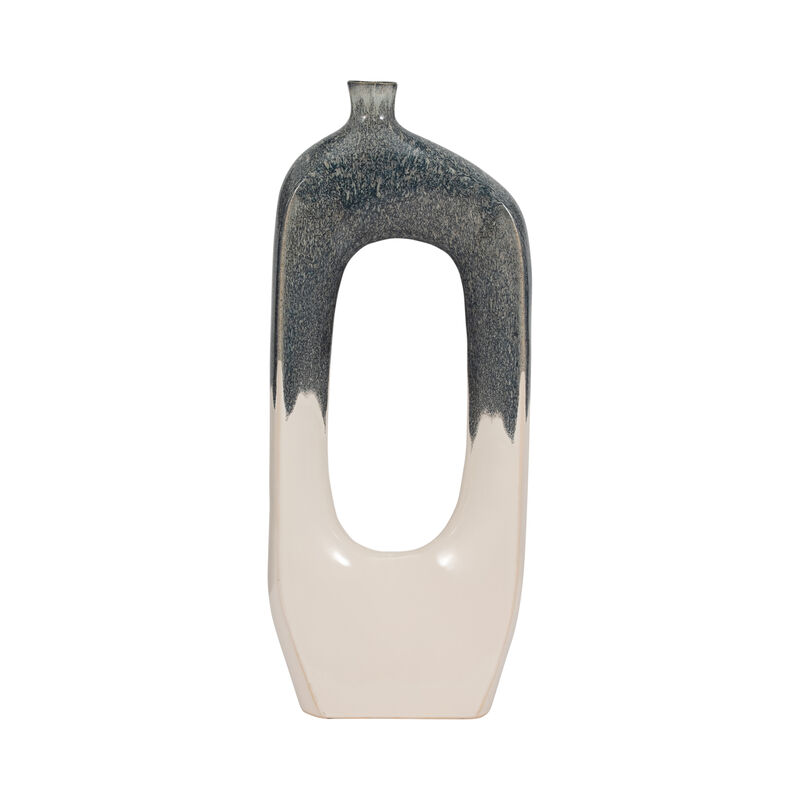 Cer, 26" Curvy Open Cut-out Vase, Blue/white image number 0