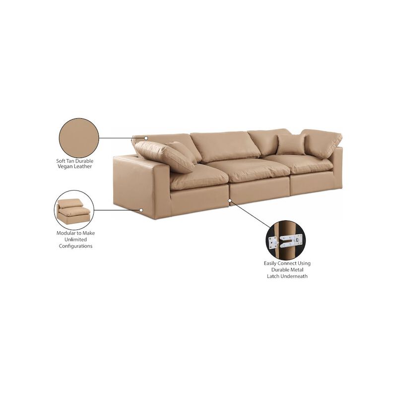 Meridian Furniture Comfy Tan Vegan Leather Modular Sofa
