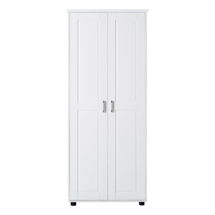 White Storage Cabinet with Two Doors for Bathroom