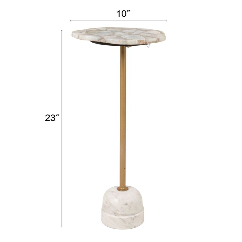 Natural Agate and White Marble Pedestal Drink Table with Gold Post image number 2