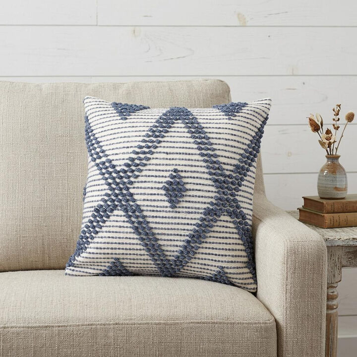 HomeRoots 20" Blue Geometric Throw Pillow