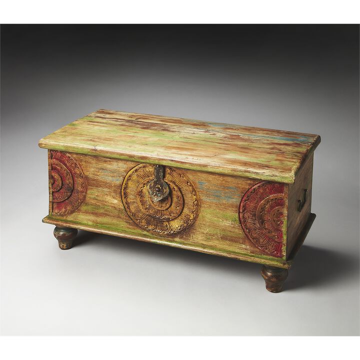 Carved Wood Trunk Cocktail Table, Belen Kox