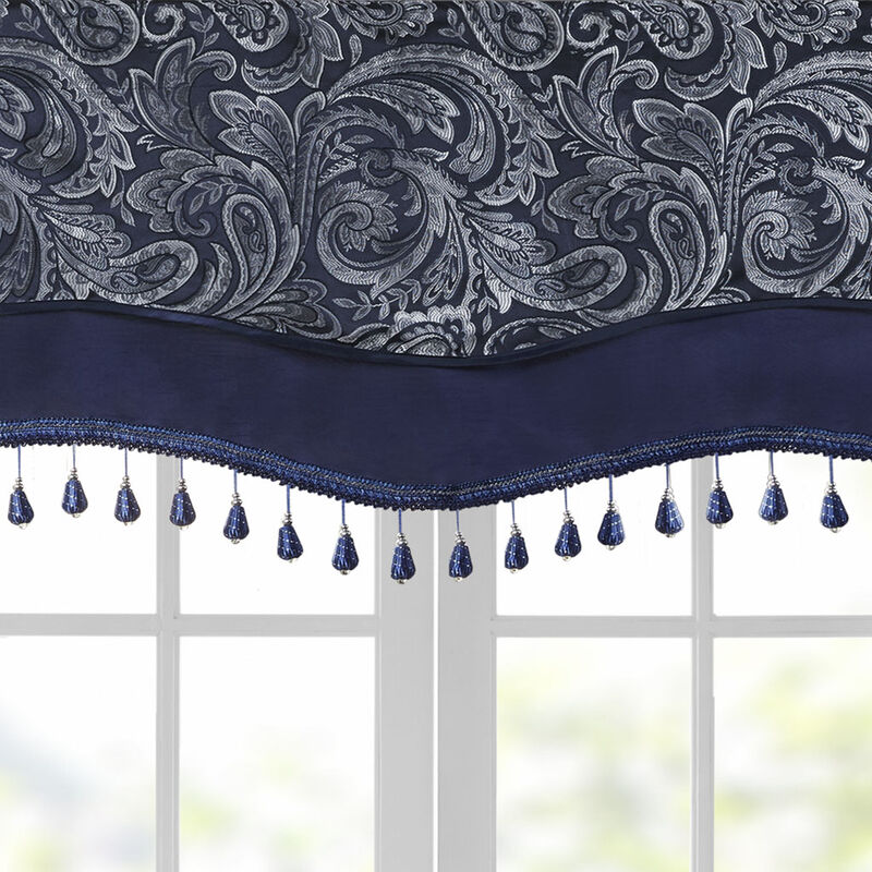 Gracie Mills Thornton Paisley Jacquard Window Valance with Beads trimming