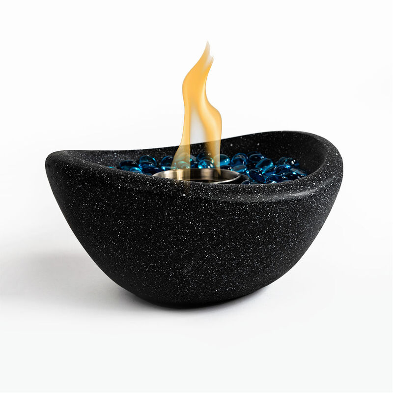 Mondawe Black Indoor And Outdoor Concrete Fire Pit, Mini Smoke-Free Tabletop Fire Bowl