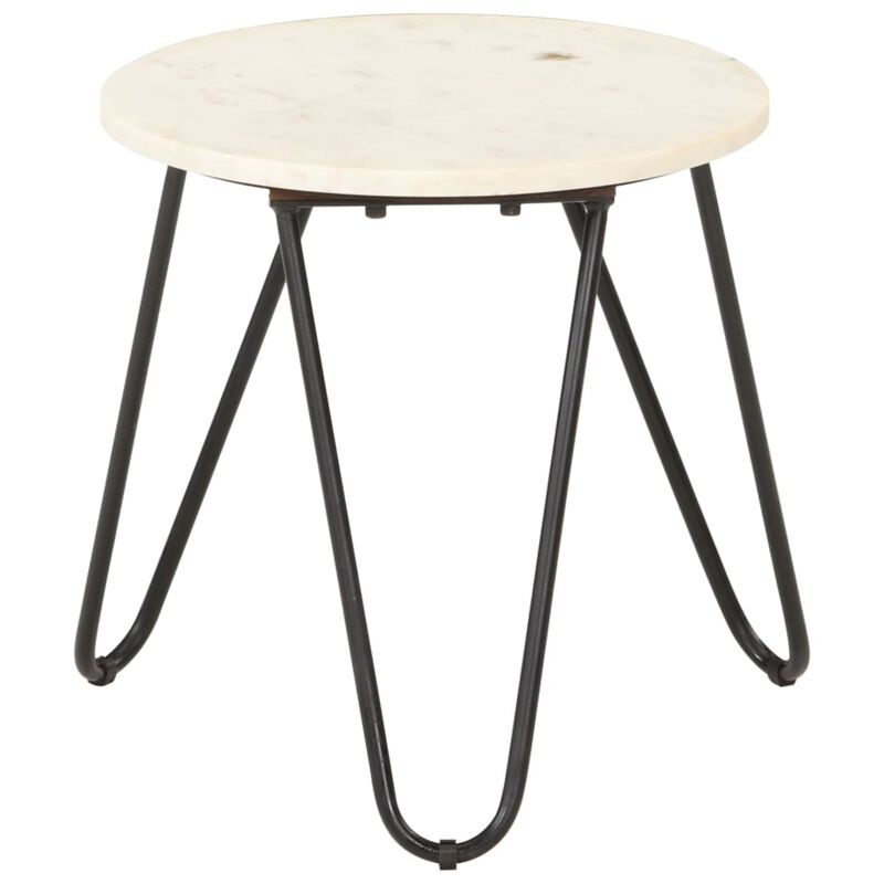 vidaXL Coffee Table White 15.7"x15.7"x15.7" Real Stone with Marble Texture