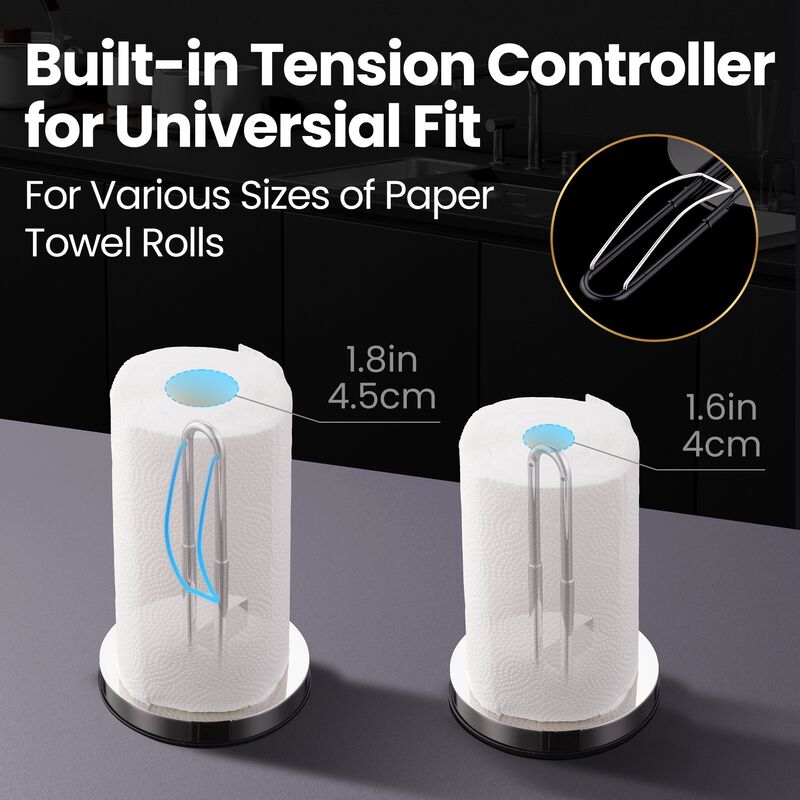 Gourmet Easy Paper Towel Holder Stainless Steel One-Hand Tear Adjustable Space Saving image number 3