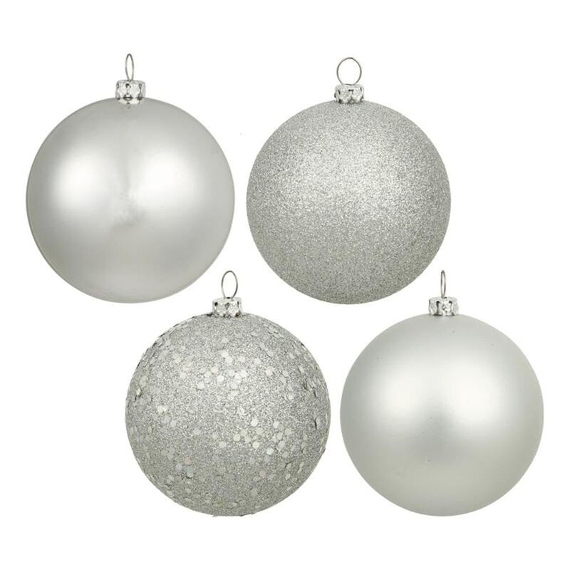 Vickerman Silver 3" 4-Finish Ball Christmas Ornament Set - Shatterproof Plastic - 16 Ornaments per Box - Ready to Hang - Seasonal Holiday Decorations- Variety Pack image number 0