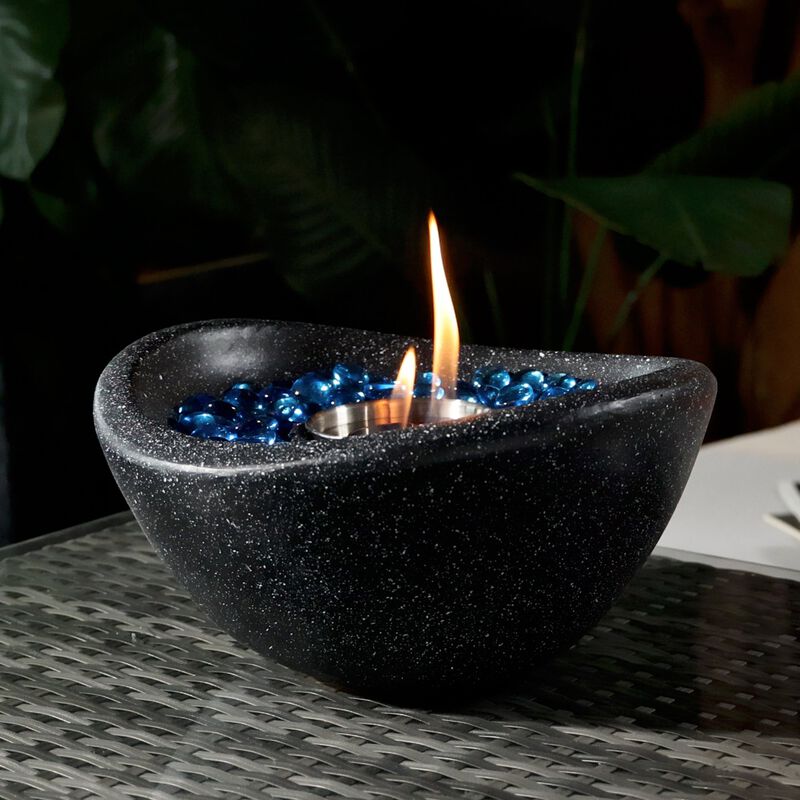 Mondawe Black Indoor And Outdoor Concrete Fire Pit, Mini Smoke-Free Tabletop Fire Bowl