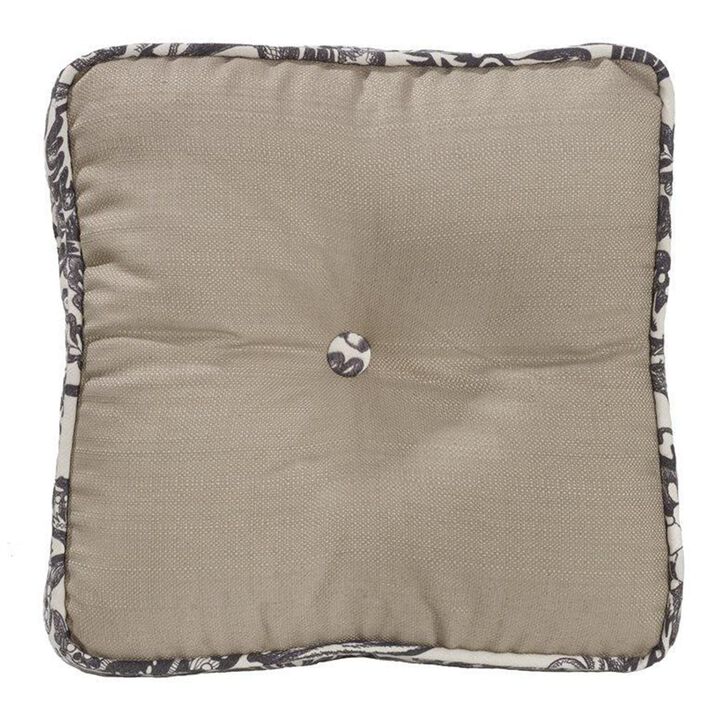 Augusta Buttoned Toile Box Pillow