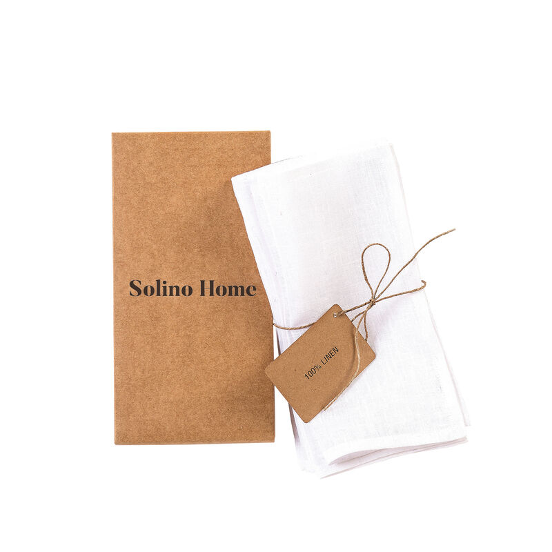 Solino Home 100% Pure Linen Cocktail Napkins 6 x 6 Inch Set of 12 - Fete