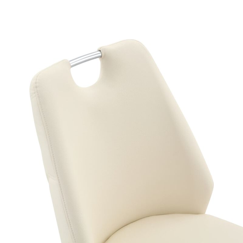 Set of 2 PU Leather Dining Chairs, High Back Upholstered Dining Chair with Ring Pull Handle, Modern Rectangular Back Dining Chair image number 5