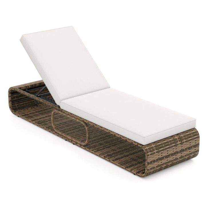 Hivvago 7-Position Adjustable PE Rattan Outdoor Chaise Lounge Chair