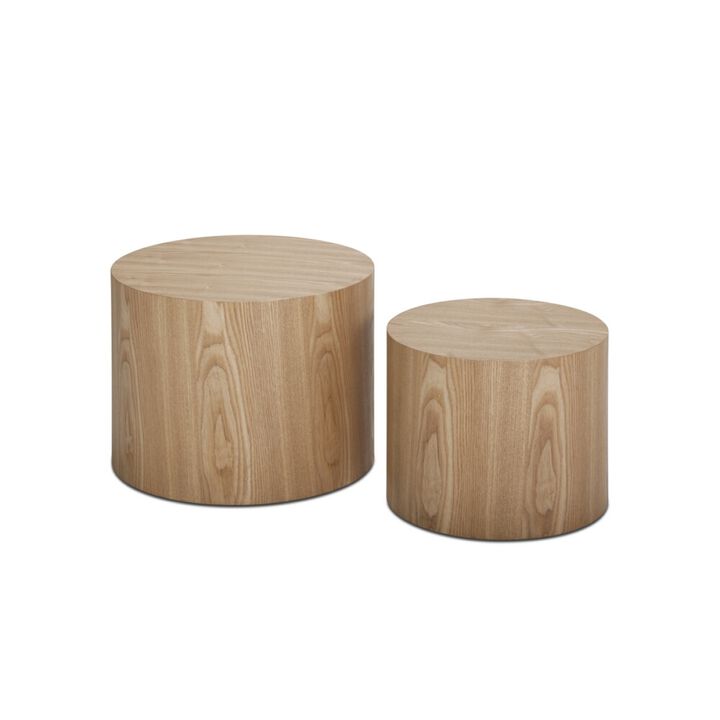 MDF side table/coffee table/end table/nesting table set of 2 with oak veneer for living room, office, bedroom