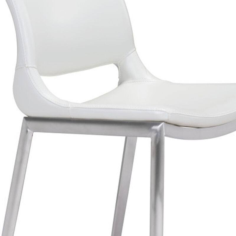 Hivvago Set of Two 25 Inch White And Silver Steel Low Back Counter Height Bar Chairs