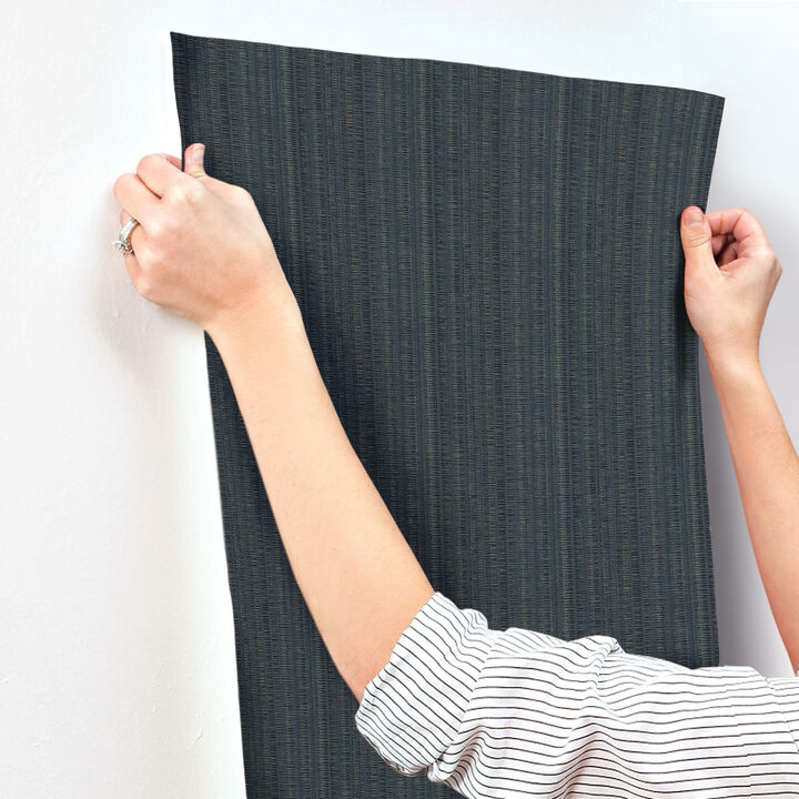 Line In The Sand Indigo Woven Stripe Wallpaper