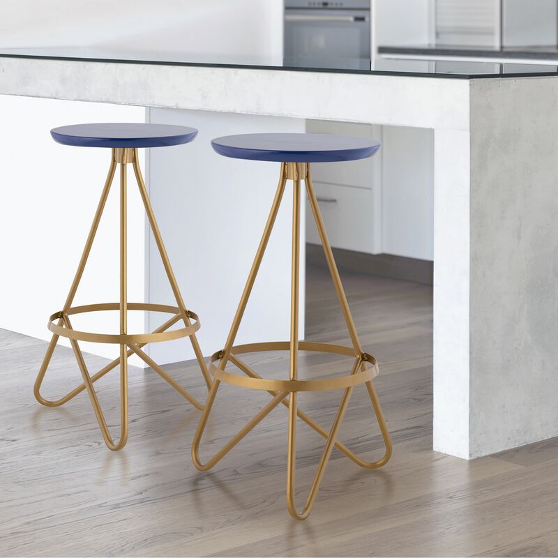 Spiroa Modern Industrial Metal Backless Circular Bar Stool