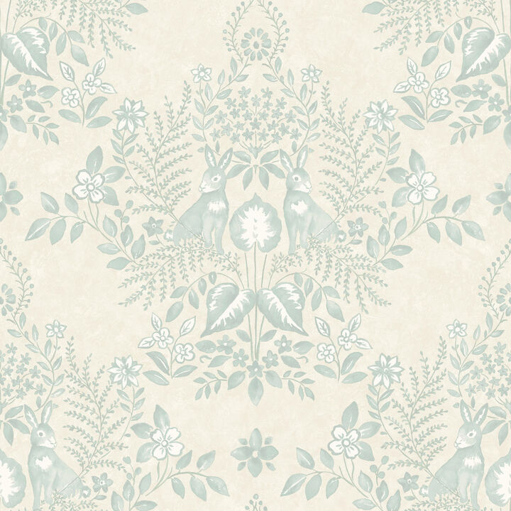Cottontail Toile Vintage Duck Egg Peel & Stick Wallpaper