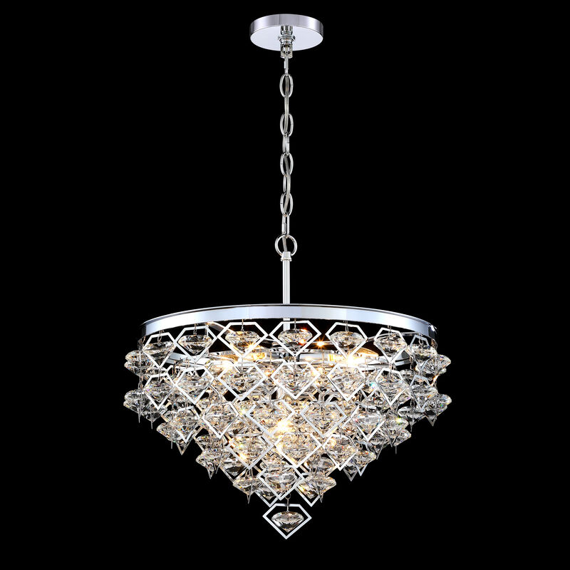 20"D 5-light Modern Luxury Chrome Crystal Chandelier For Living Room, Dining Room, Foyer image number 3