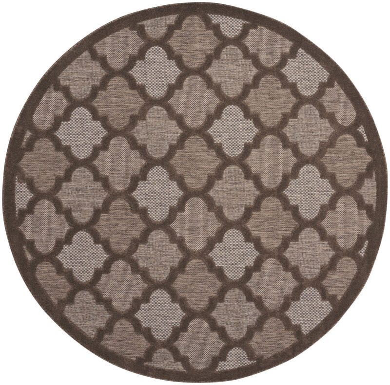 HomeRoots 8' Brown Round Geometric Indoor Outdoor Area Rug image number 2