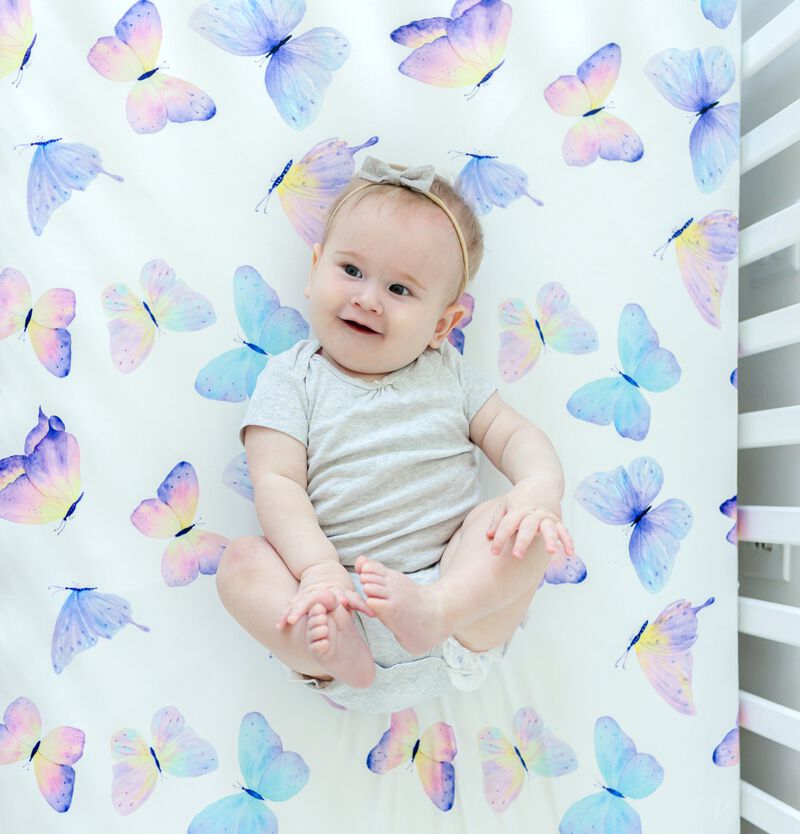 Super Soft Fitted Crib Sheet - Butterfly