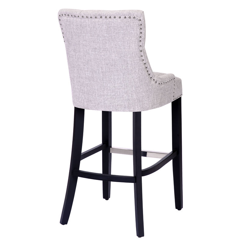 WestinTrends 29" Linen Fabric Tufted Upholstered Bar Stool (Set of 2), Black