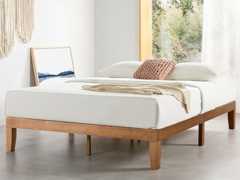 Naturalista Classic - 12 Inch Solid Wood Platform Bed With Wooden Slats, No Box Spring Needed, Easy Assembly, Queen, Pine