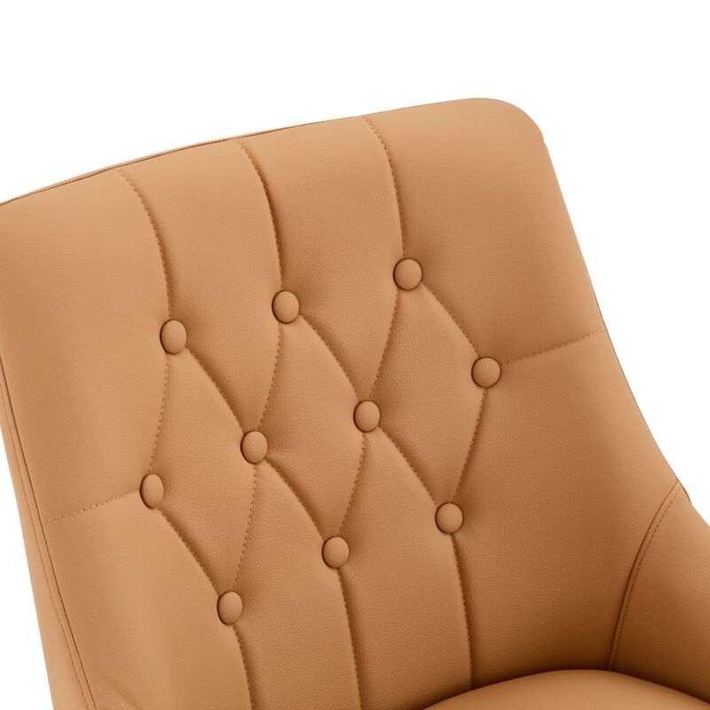 Set of 2 Faux Leather Dining Chairs Diamond Tufted Open Back Side Chairs with Metal Handle Spring and Foam Cushioned Accent Chairs image number 5