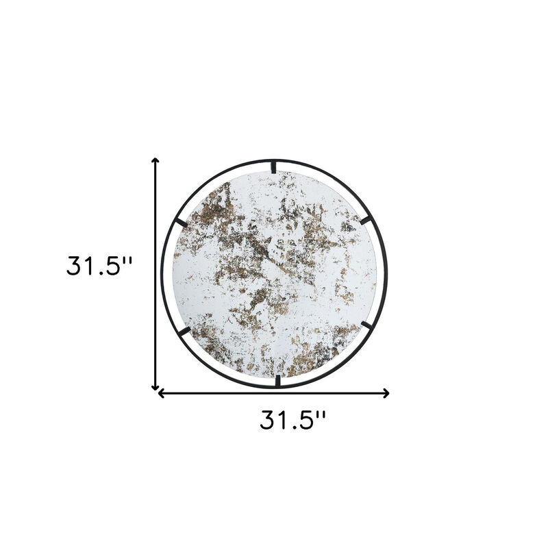 HomeRoots 32" Black Round Iron Framed Accent Mirror image number 4