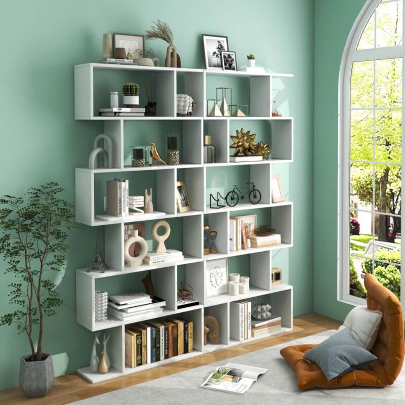 Hivvago 6 Tier S-Shaped Bookshelf Storage Display Bookcase Decor Z-Shelf