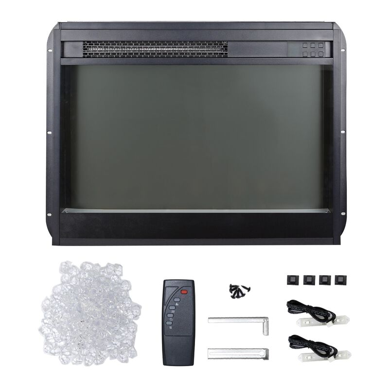 MONDAWE 23 Inch Electric Fireplace Insert, Ultra Thin Heater With Crystal  & Realistic Flame, Remote Control With timer, Side Light