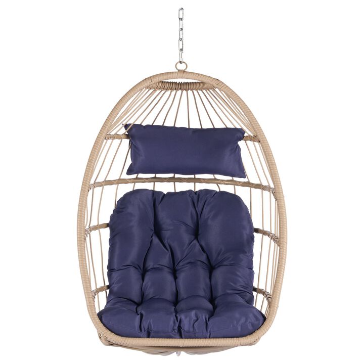 Outdoor Garden Rattan Egg Swing Chair Hanging Chair, Comfortable and Stylish Seating for Your Outdoor Space