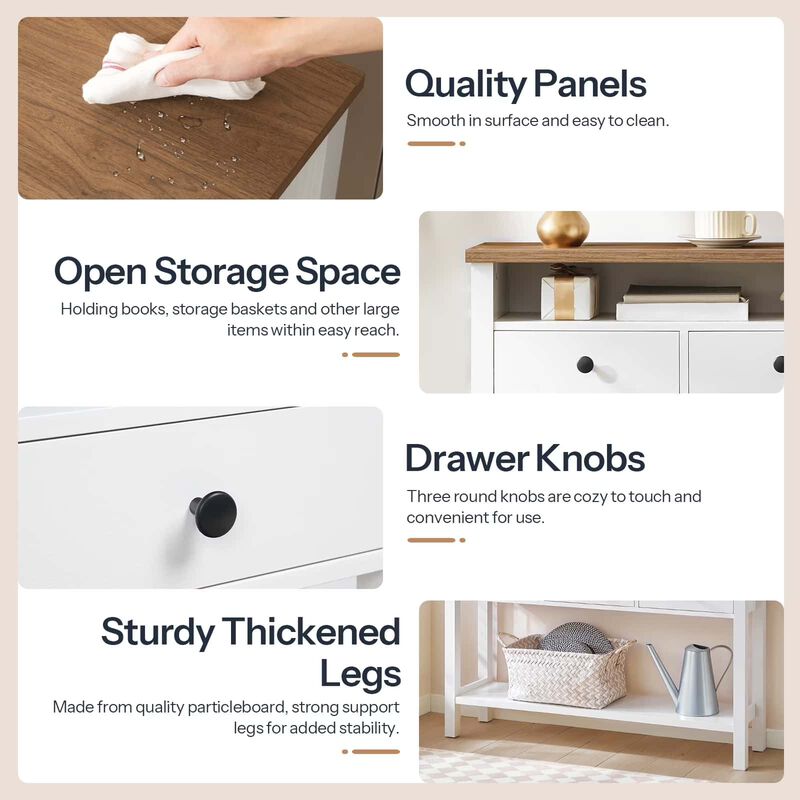 Console Table with 3 Drawers and 3 Storage Shelves for Entryway-White image number 6