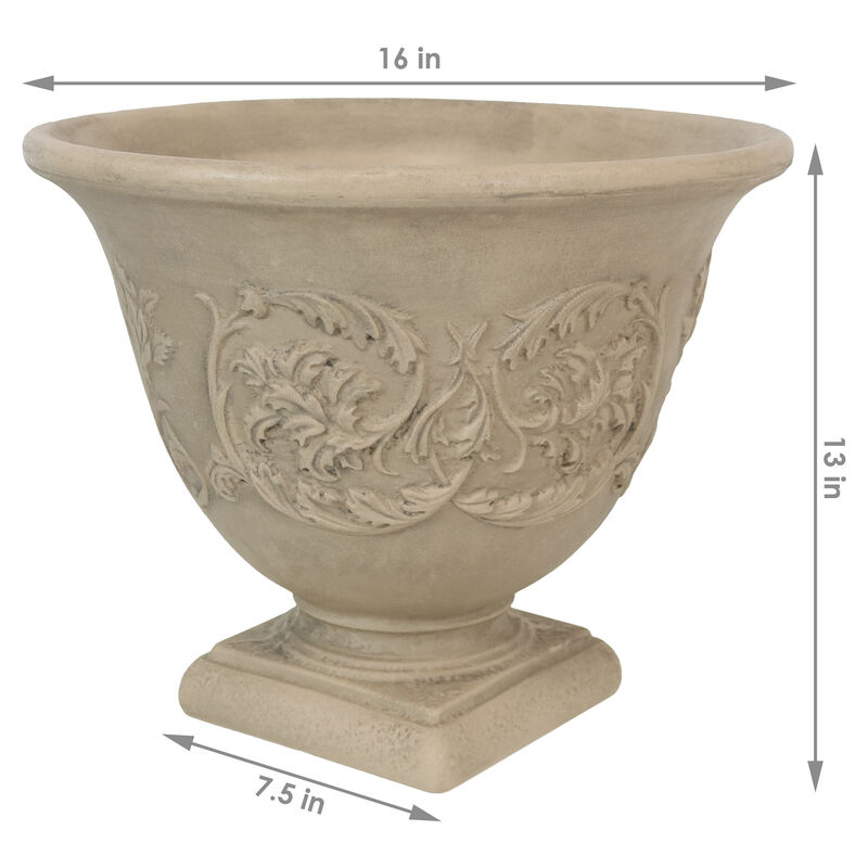 Sunnydaze Darcy Dual-Wall Polyresin Planter - Beige